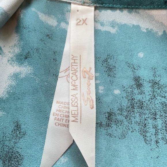 FREE SHIPPING-Melissa McCarthy 2XL Duster Kimono Blue Watercolor Teal Green - Picture 5 of 8